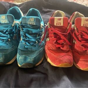 New Balance Men’s' 574 Sneakers - Blue and Red
